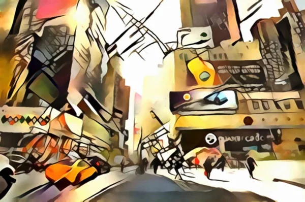 Soyut şehir manzarası new York'un avant-garde yorumlanması