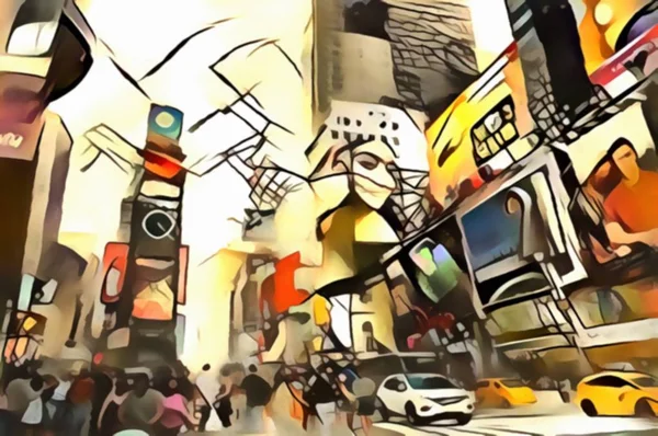 The interpretation of abstract city skyline of New York 's avant-garde — стоковое фото