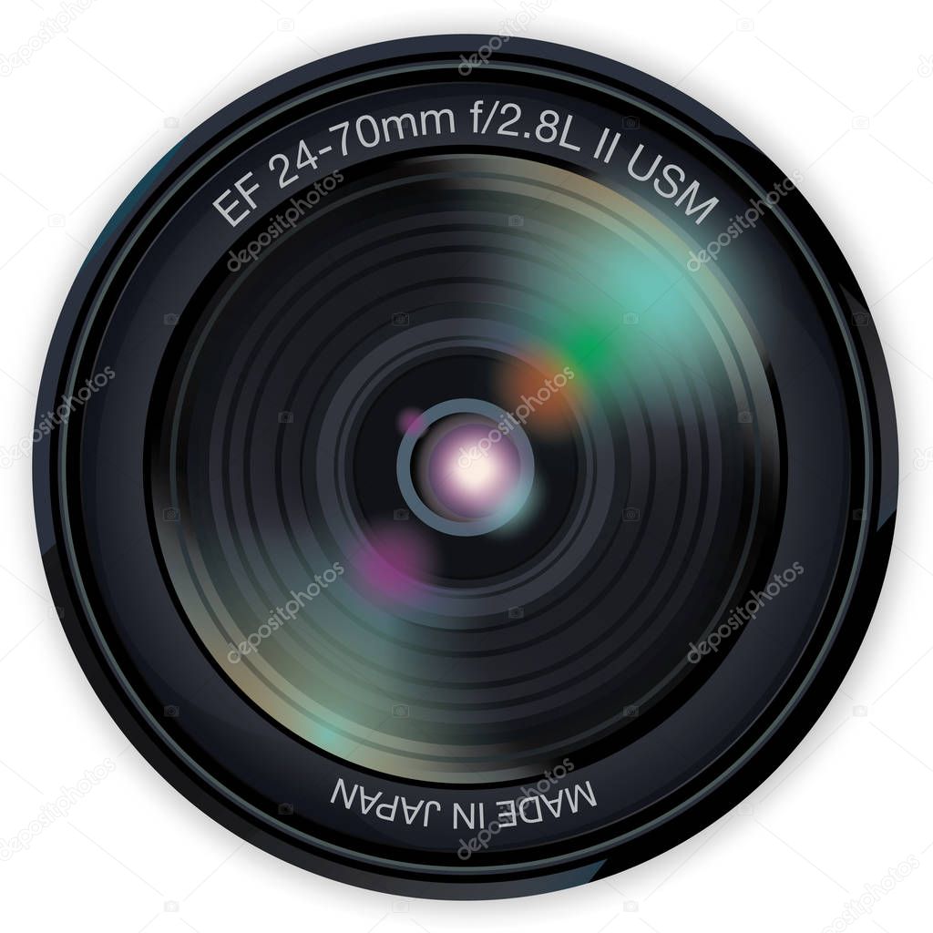 Photographic lens vector illustration, zoom lens