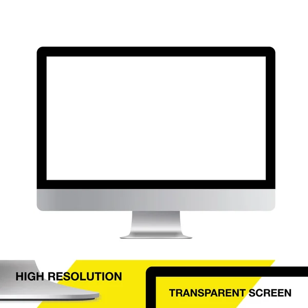 Monitör, vektör görüntü yüksek çözünürlükte. Şeffaf ekran LCD ekran, herhangi bir resmi düzenlemek için yeteneği. Bilgisayar ve monitör, şeffaf modeli, şeffaf mockup