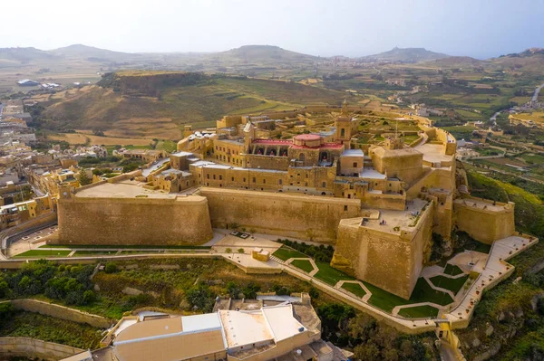 Vista Aérea Del Castillo Ciudadela Ciudad Victoria Rabat Capital Isla — Foto de Stock