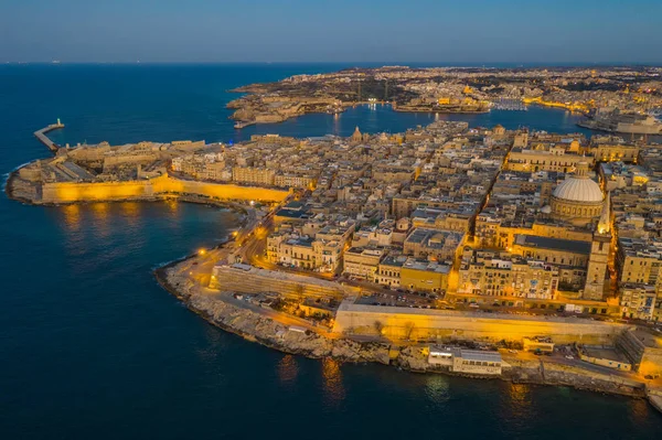 Valletta Cidade Capital Malta Boa Noite Noite — Fotografia de Stock