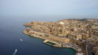 Valletta 'nın havadan görünüşü - Malta ülkesinin başkenti