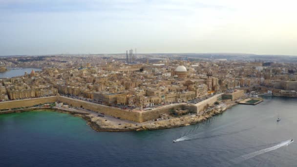 Luchtfoto Van Valletta Hoofdstad Van Malta Eiland — Stockvideo