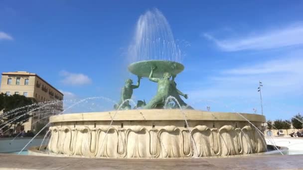 Triton Fountain Valletta Famous Landmark Europe Country Malta Island — Stock Video