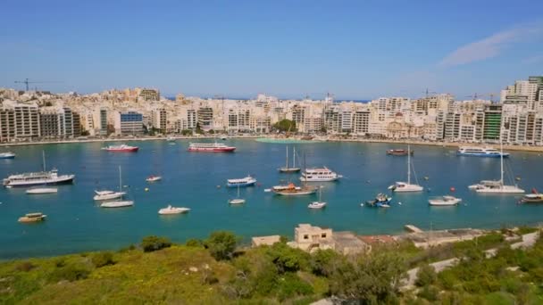 Luftaufnahme Der Stadt Sliema Flug Von Der Insel Manoel — Stockvideo