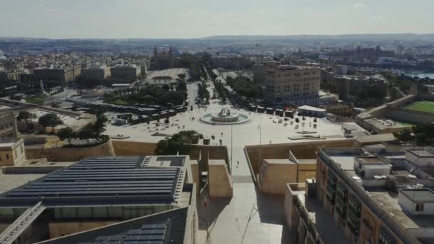 Luchtfoto Van Poort Naar Valletta Stad Hoofdstad Van Malta Eiland — Stockvideo