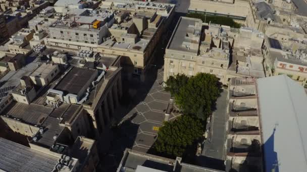 Vista Aérea Cidade Valletta Capital Ilha Malta Ruas Vazias Praça — Vídeo de Stock