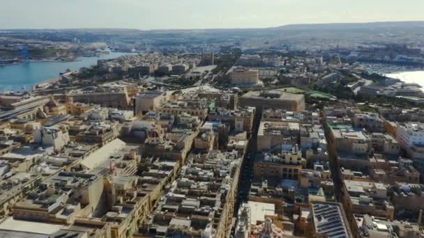 Vista Aérea Valeta Fuente Tritón Ciudad Floriana Isla Malta — Vídeo de stock