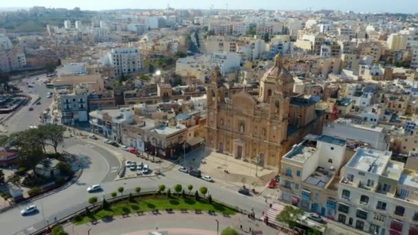 Msida Marina Chiesa Yacht Barche Giornata Sole Telecamera Avanti Malta — Video Stock