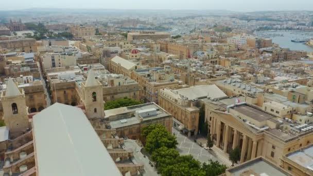 Vista Aérea Ciudad Valeta Capital Malta Calles Vacías — Vídeos de Stock