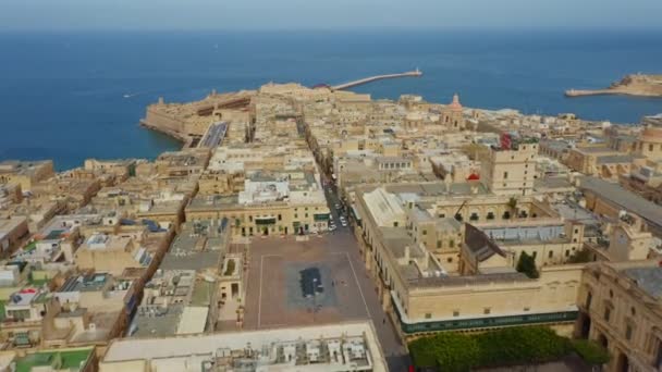 Αεροφωτογραφία Της Πόλης Και Του Λιμανιού Της Βαλέτα Μάλτα Νησί — Αρχείο Βίντεο