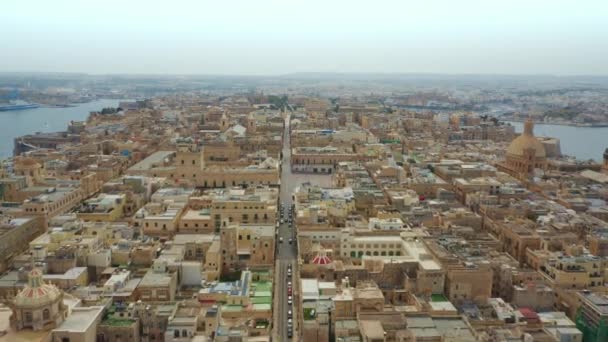 Valletta Şehrinin Havadan Görünüşü Kilisenin Kubbesi Malta — Stok video