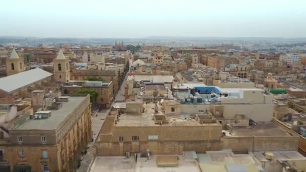 Valletta Nın Havadan Görünüşü Malta Adası Boş Sokaklar — Stok video