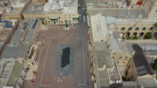 Αεροφωτογραφία Της Άδειας Πλατείας Στην Οδό Βαλέτα Μάλτα Χώρα — Αρχείο Βίντεο