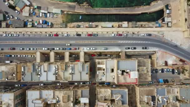 Luftaufnahme Einer Leeren Straße Valletta Der Hauptstadt Von Malta Autos — Stockvideo