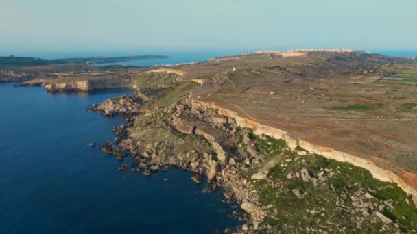 Veduta Aerea Delle Scogliere Maltesi Posto Osservazione Rock Cut — Video Stock