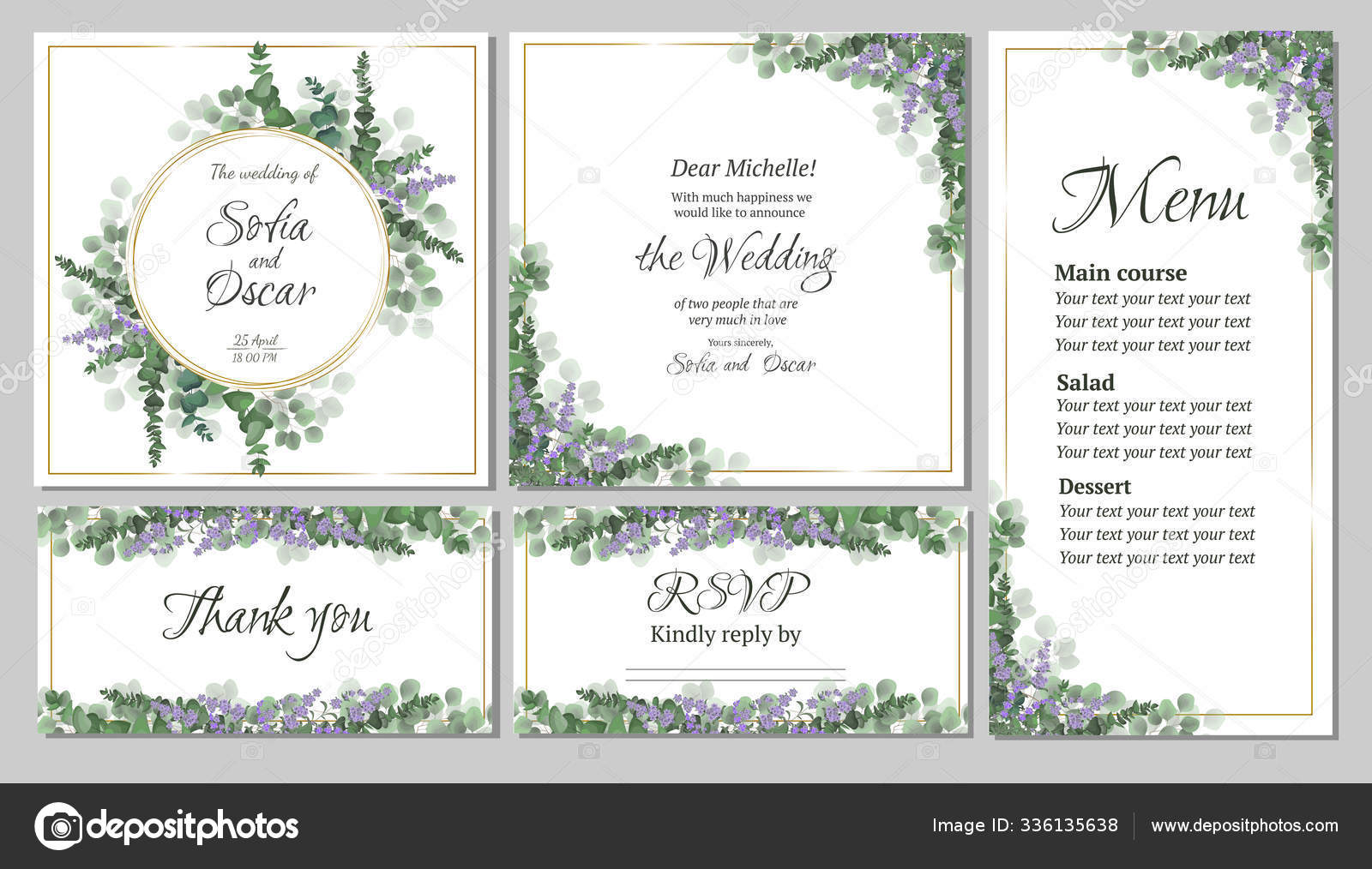 Michelle Gold Wedding Invitations Deposit