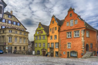 Schwaebisch Hall, Almanya - 19 Şubat 2019: Schwaebisch Hall sokakları