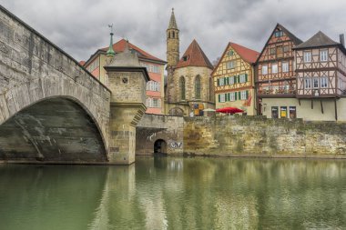 Schwaebisch Hall, Almanya - 19 Şubat 2019: Schwaebisch Hall sokakları