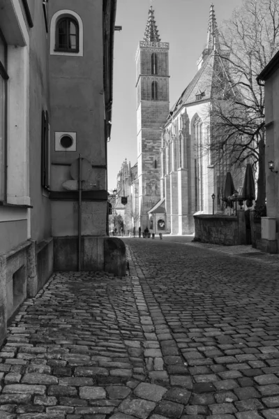 Rothenburg ob der Tauber, Germany - 18 February 2019: The streets of Rothenburg