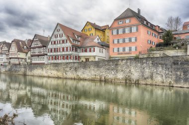 Schwaebisch Hall, Almanya - 19 Şubat 2019: Schwaebisch Hall sokakları