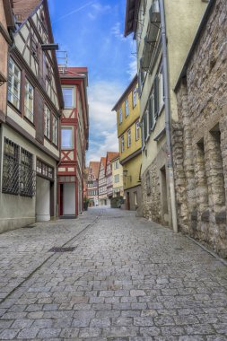 Schwaebisch Hall, Almanya - 19 Şubat 2019: Schwaebisch Hall sokakları