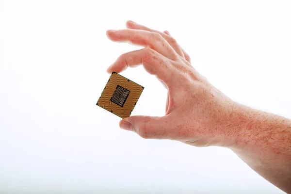 Ένα χέρι με το Cpu — Φωτογραφία Αρχείου