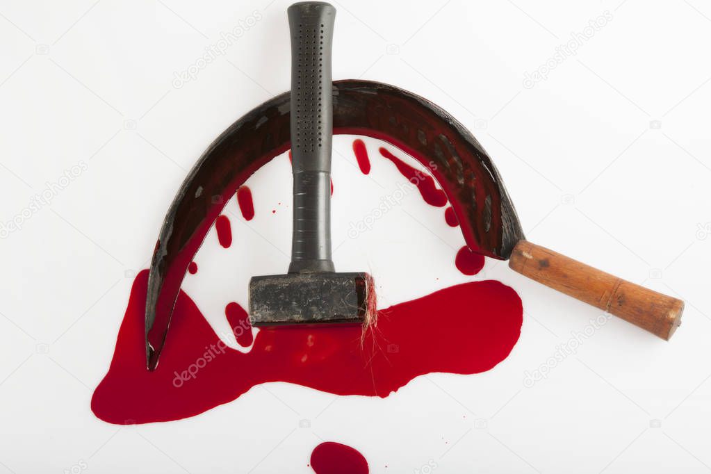 Hammer and sickle smeared with blood
