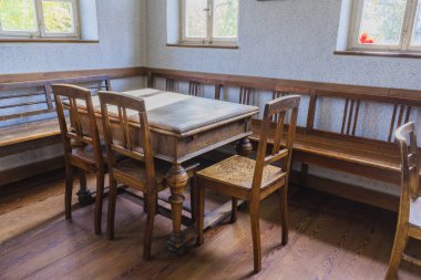 Schwaebisch Hall, Wackershofen, Almanya - 15 Ekim 2019: Bir Alman köyünün iç manzarası.