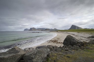 Storsandnes beach, Flakstadoy Kuzey Sahil üzerinde yer alan, 