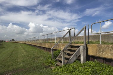 Canvey Adası, Essex, İngiltere'de deniz duvar boyunca görüntülemek