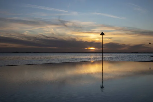 Coucher de soleil à Southend-on-Sea, Essex, Angleterre — Photo