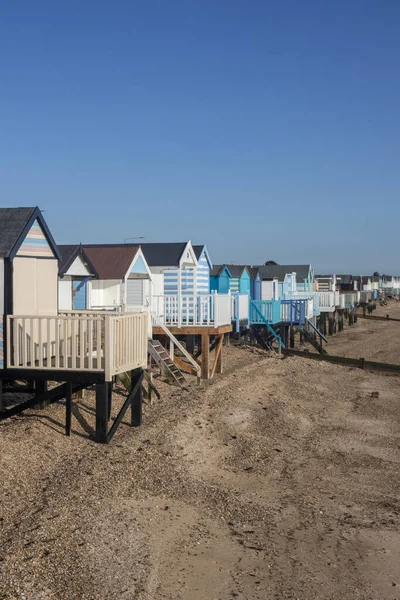 Strandhütten Thorpe Bay Der Nähe Von Southend Sea Essex England — Stockfoto