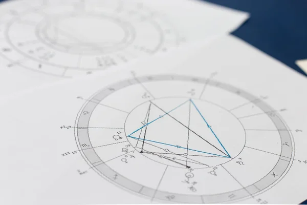 Astrological natal chart on a blue background