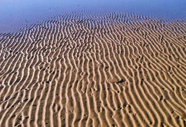 Sand Ripples Detail Textured Sand Shapes Close Low Tide — Stock Photo, Image