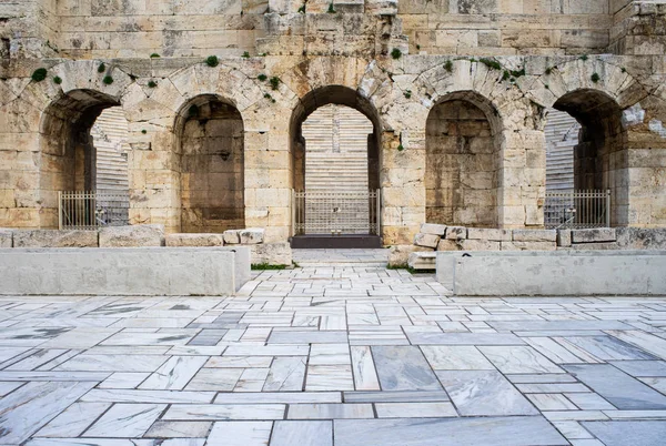 Odeone di Erode Attico facciata di ingresso ad Atene, Grecia. Als — Foto Stock