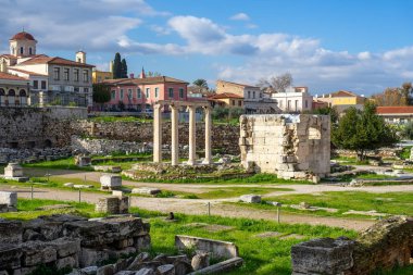 Monastiraki 'deki Roma Forumu (Agora), Atina, Yunanistan, antik site