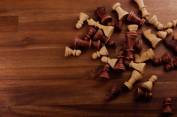 Chess pieces on wood — Stock Photo, Image