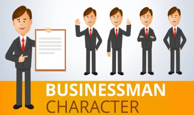 Set of business man in different poses, vector