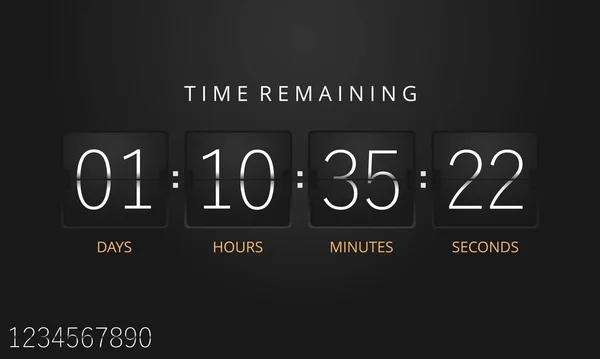 Flip countdown timer template. Vector. — 스톡 벡터