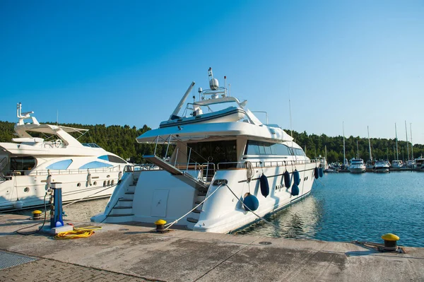 A luxury yacht at the yacht club in the port