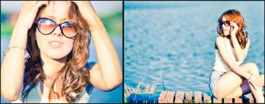 Gözlüklü ve modaya uygun bir kız. Şık gözlüklü ve günbatımında şık çantalı güzel bir kız. Gözlüklü ve modaya uygun bir kız. Şık gözlüklü güzel kız.