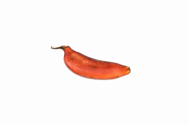 Bruine banaan op een witte achtergrond. Rode bananen zijn korter, De verscheidenheid van bananen. — Stockfoto