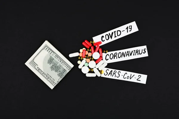 Koncepcja Drogiego Leczenia Koronawirusów Koncepcja Koronawirusa Widok Góry — Zdjęcie stockowe