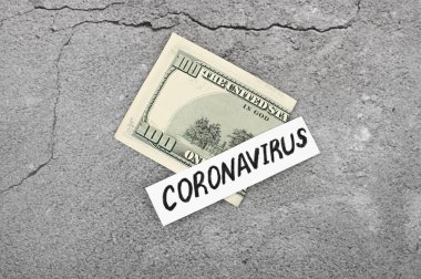 Bulaşıcı para konsepti. Kirli para. Yeni Coronavirus 2019-nCoV.