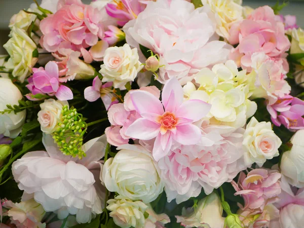 Bukett Rosor Närbild Bukett Vackra Bröllop Blommor Rosa Rosor — Stockfoto