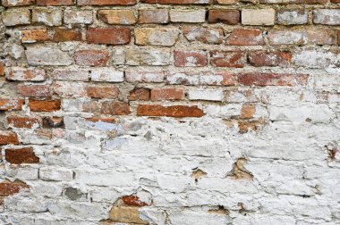Beyaz boyalı eski tuğla duvar. tuğla arkaplan.