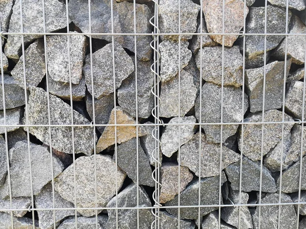 Gabion Metalen Mandje Gevuld Met Dikke Stenen — Stockfoto
