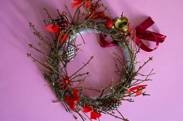 Gedroogde Kerstkrans Kerstmis Voorbij — Stockfoto